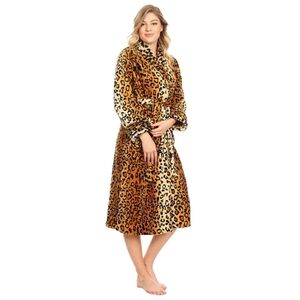 Leopard Print Women's Super Soft Plush Lounge Robe Size L/XL